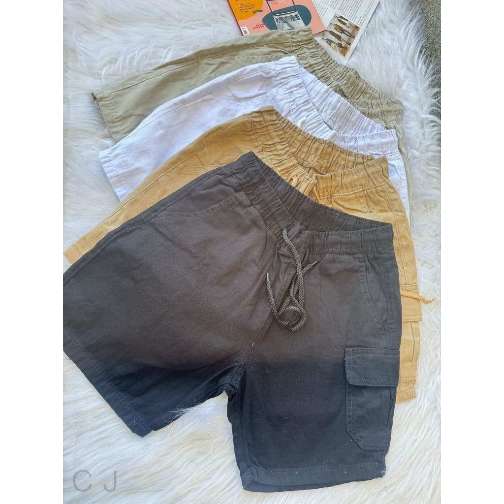 Kit 2 Shorts Masculino Cargo  Sarja Juvenil e Adulto Curto Acima do Joelho