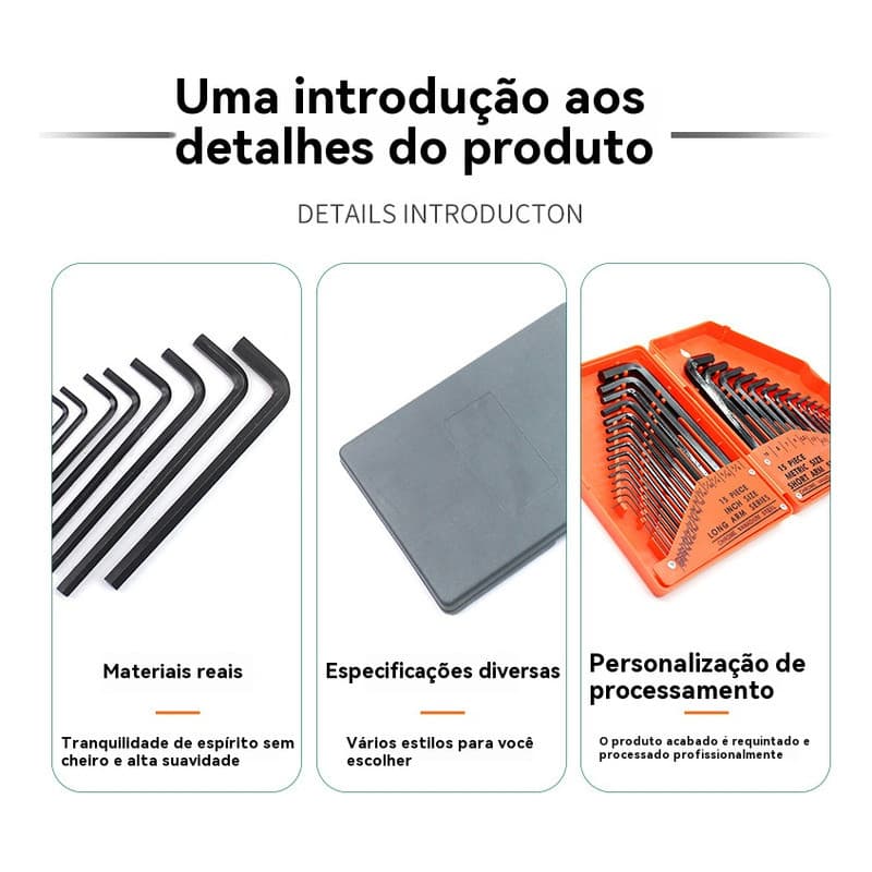 Conjunto De 30 Peças De Chaves Sextavadas Pretas