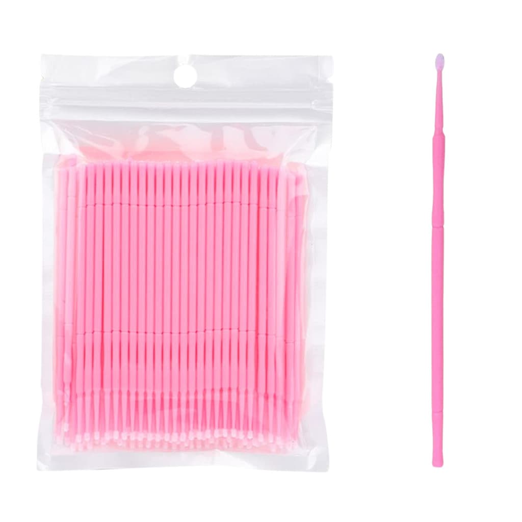 Kit 100 Aplicador Microbrush Cotonete Para Alongamento Extensão De Cílios