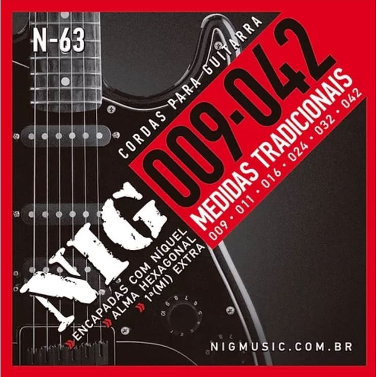 Encordoamento NIG Para Guitarra N-63 - Calibre .009 - .042