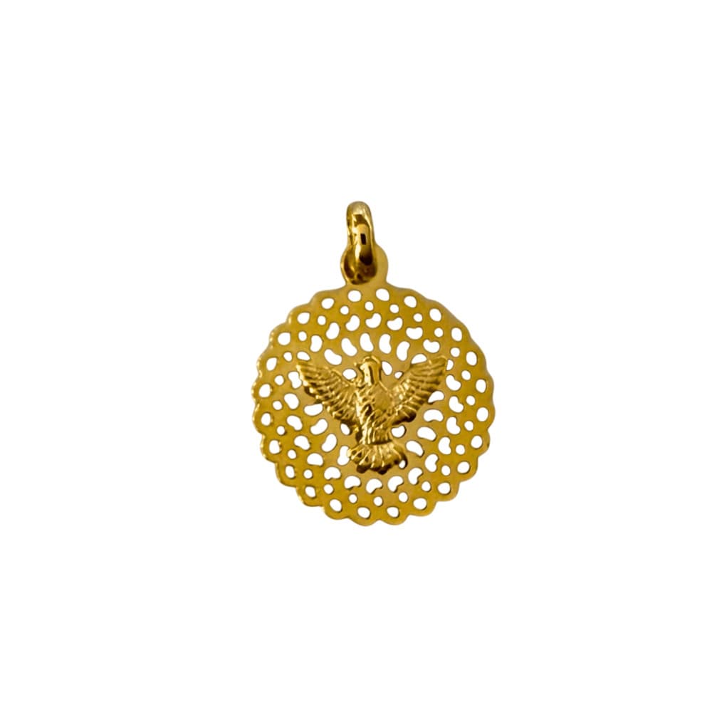 Pingente Espírito Santo Feminino Banhado a Ouro 18K Semijoia Ciela