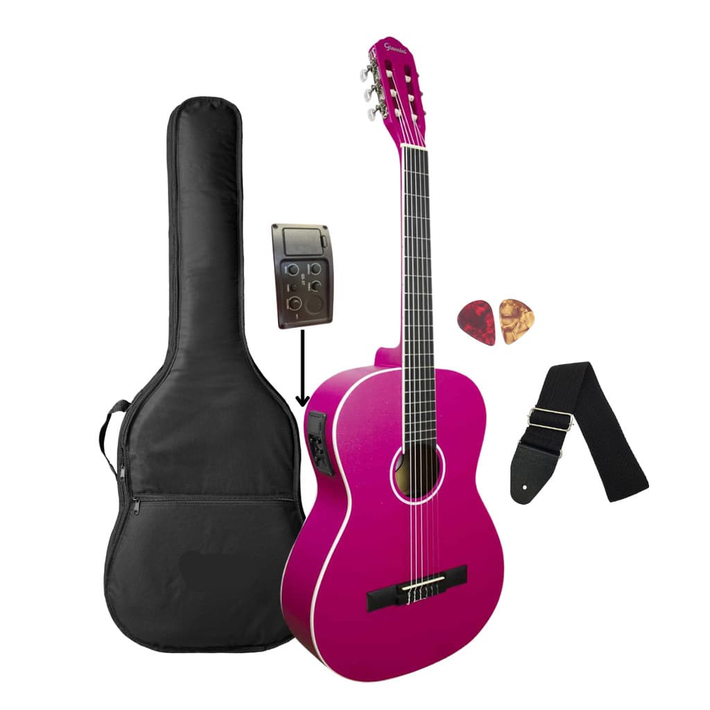 Violão Giannini Elétrico N-14 EQ PKS Pink Satin + Acessórios