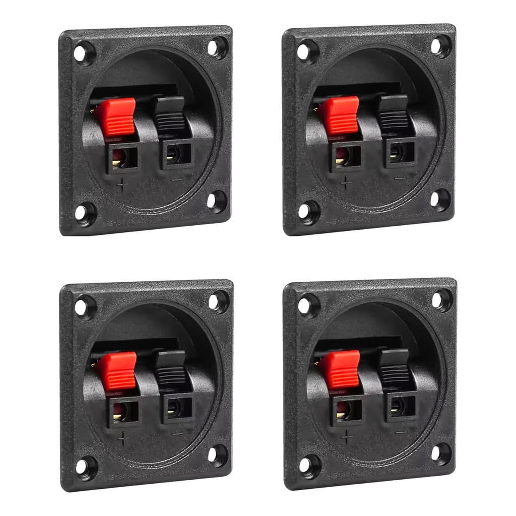 4 Borne Quadrado Para Caixa De Som / Som Automotivo  2 Vias