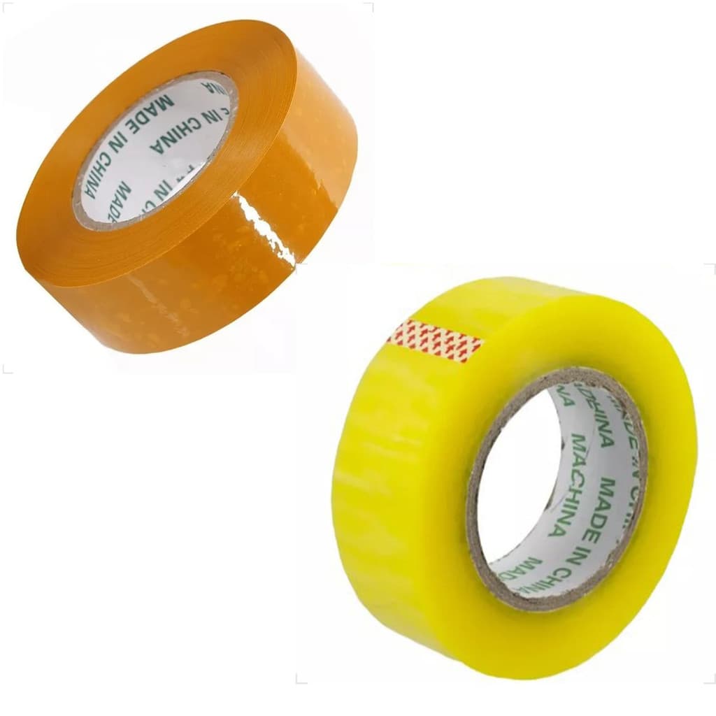 Kit 2 Fitas Adesivas Marrom E Transparente Largas Com Alta Resistência Para Embalar Caixas 40mm X 300m