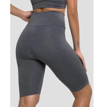 SHORTS BERMUDA CICLISTA LEGGING PRETO E CINZA FEMININA BASICO CINTURA ALTA IDEAL PARA PILATES ACADEMIA