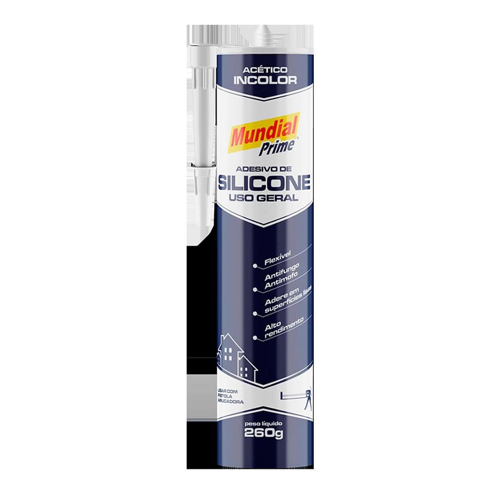 Adesivo de Silicone Uso geral Acético Incolor Mundial Prime 260g