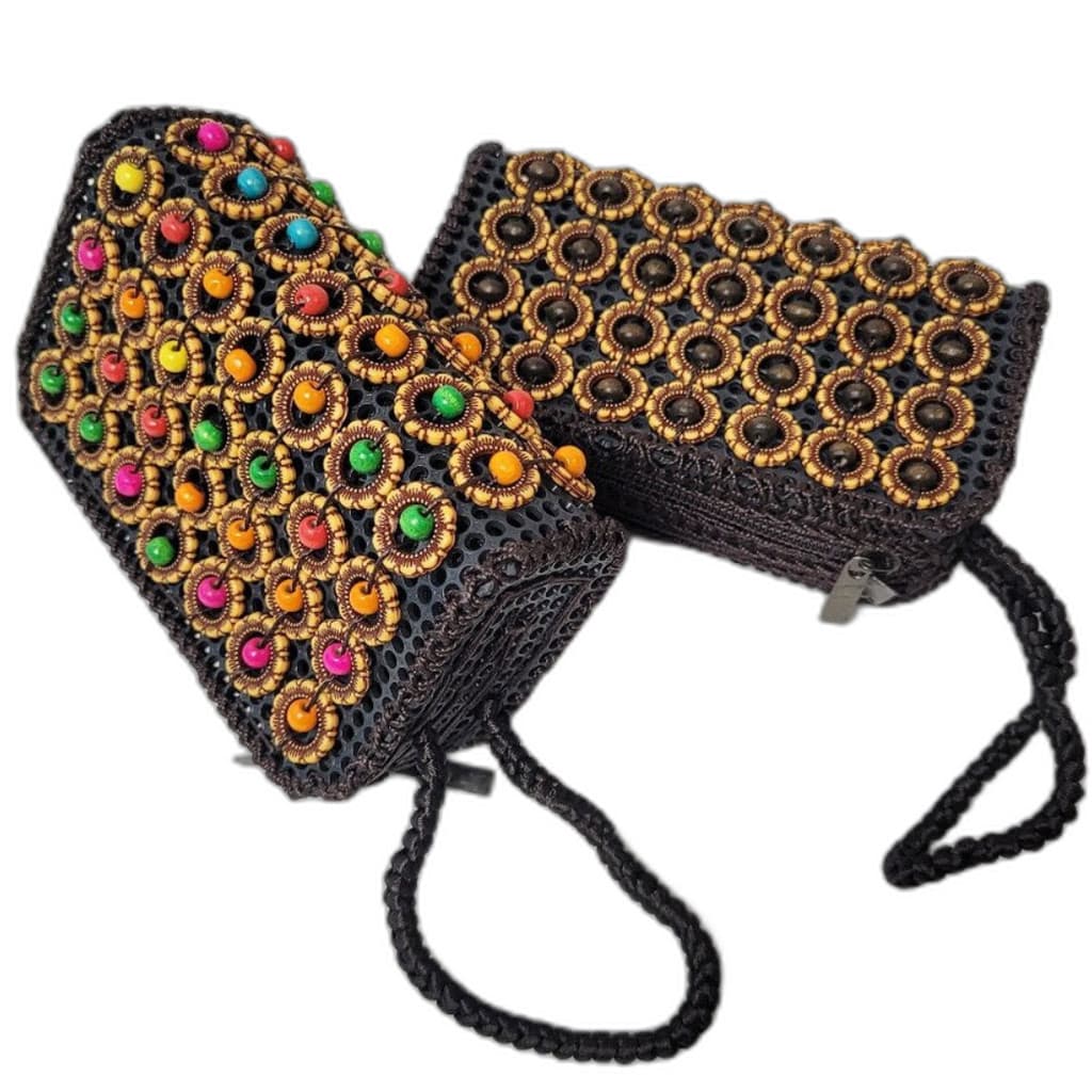Carteira De mão Feminina Mini Bolsa de Mão Artesanal com Miçangas