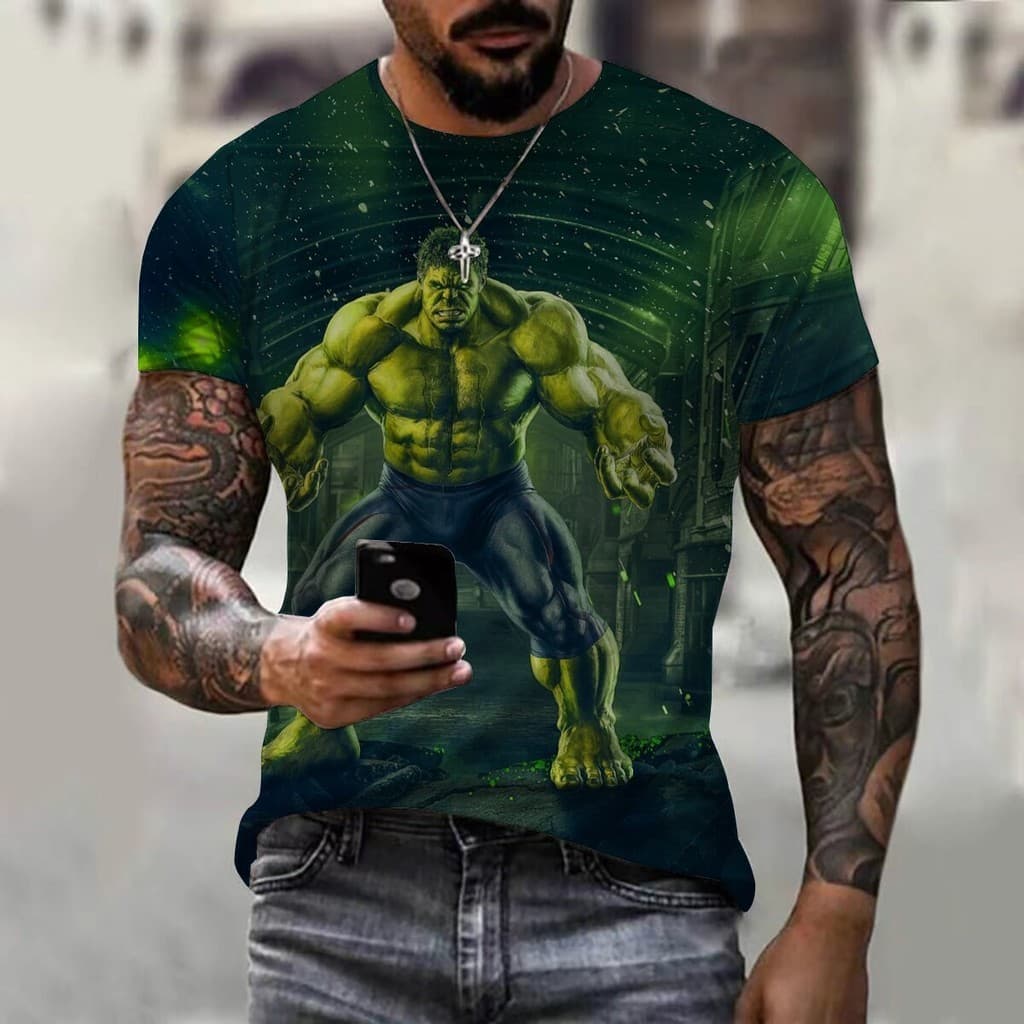 Camiseta Hulk print De Verão Manga Curta