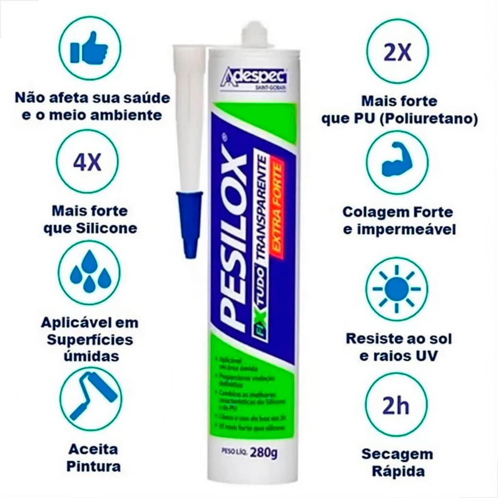 Silicone Adespec Pesilox Branco 280g Selante para Vedação - Tekbond
