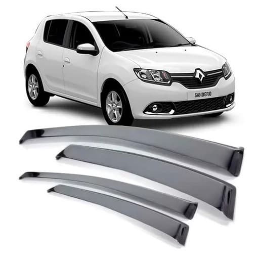Calha De Chuva Fumê Jg Completo Para O Renault Sandero - Ano De Aplicação 14 À 22 - 4 Portas
