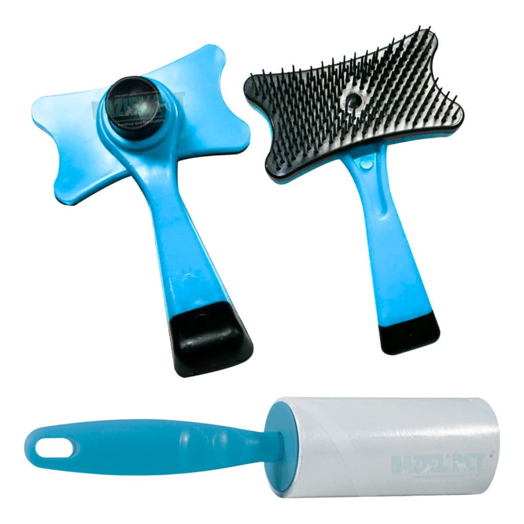 Escova Rasqueadeira Pet Pratica + Rolo Tira Pêlos Alto Poder - Gatos, Pet, Cachorro, Gato, Pet shop
