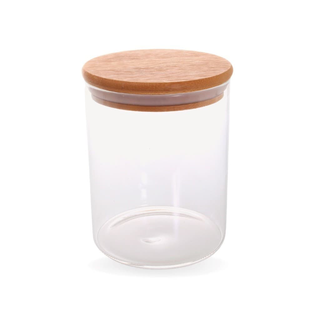 Pote Porta Condimentos Mantimentos Design Sofisticado Tampa De Bambu Hermético 900ml