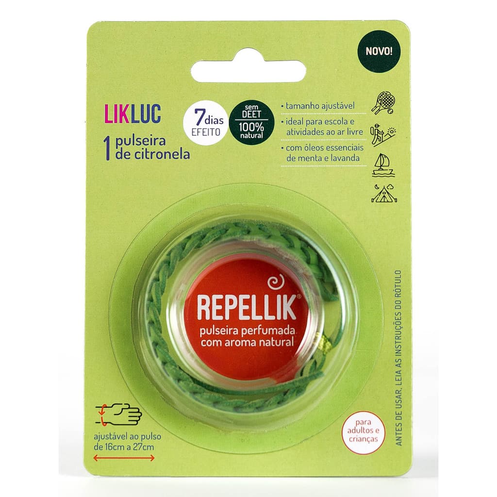 Pulseira Repelente Repellik Proteção Natural e Duradoura Infantil Ajustável Reutilizável Premium Uso Diário