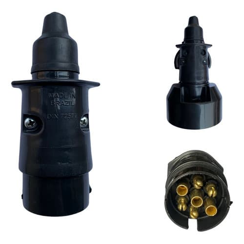 Plug Preto Tomada Macho 7 Pinos para Engate e Carretinha – Resistente e Fácil de Instalar | Envio Rápido