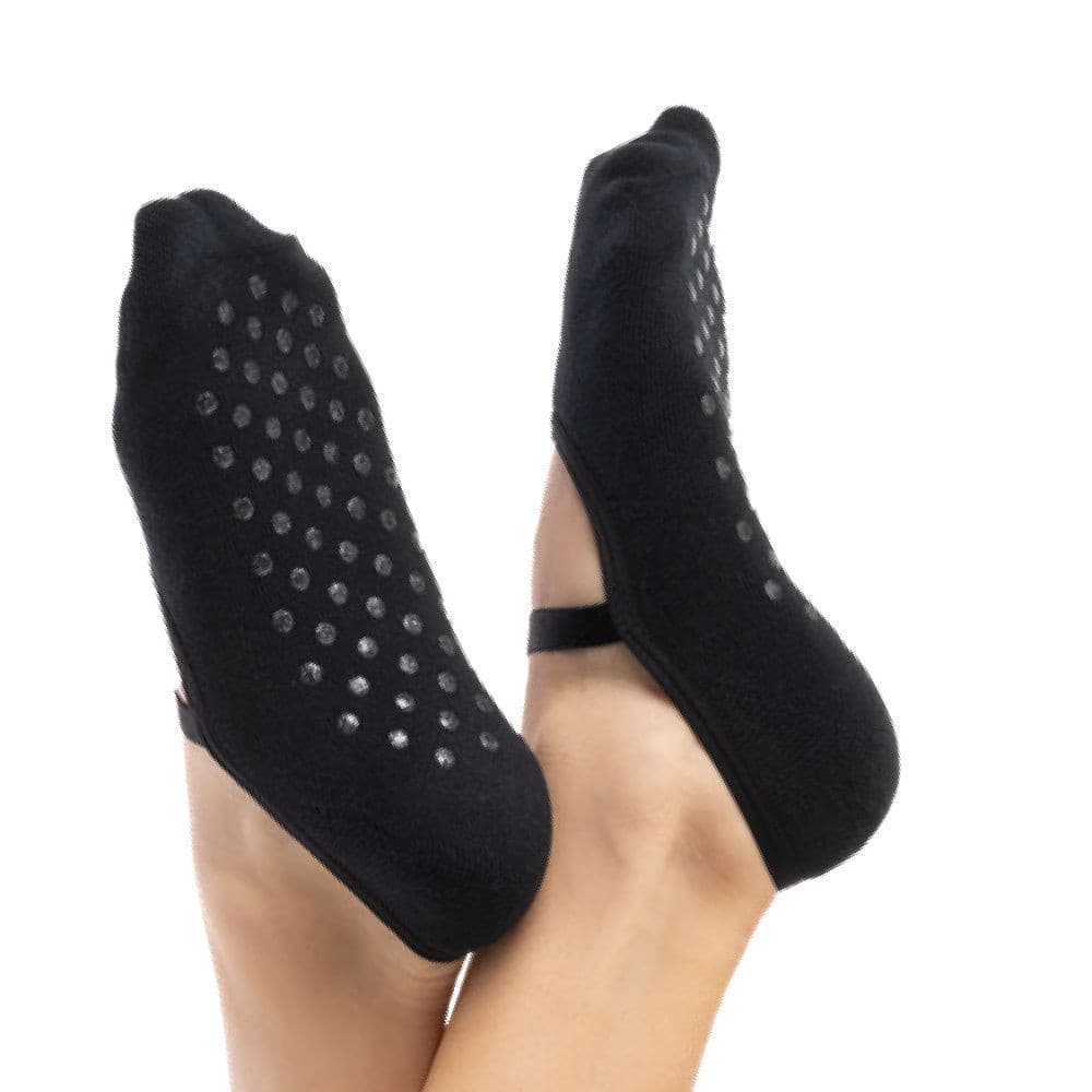 Kit 6 Pares Meia Sapatilha Antiderrapante Pilates Yoga Feminina Preto