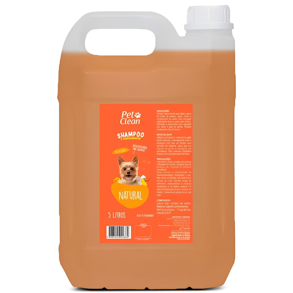 Shampoo e Condicionador Natural Pet Clean Cães e Gatos 5L