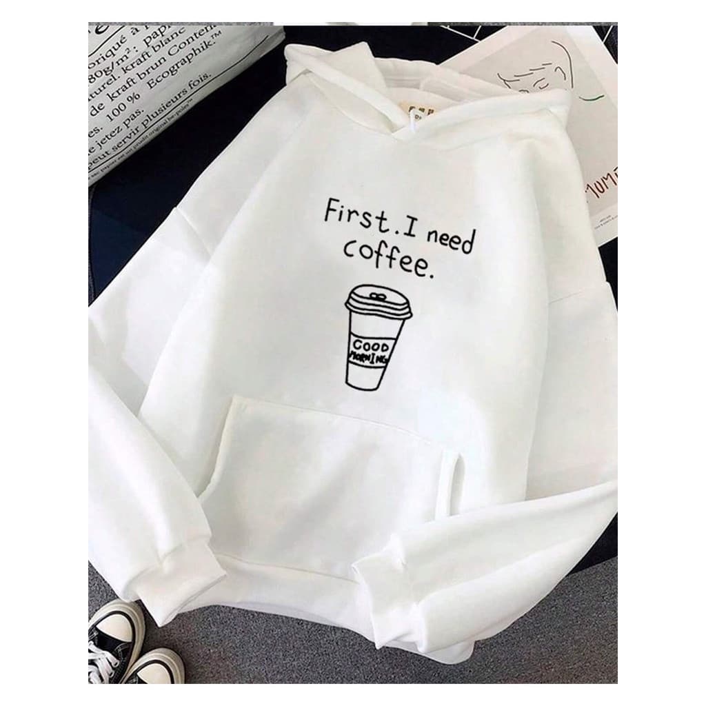 Blusa Moletom Com Capuz Algodão Preciso De Um Café