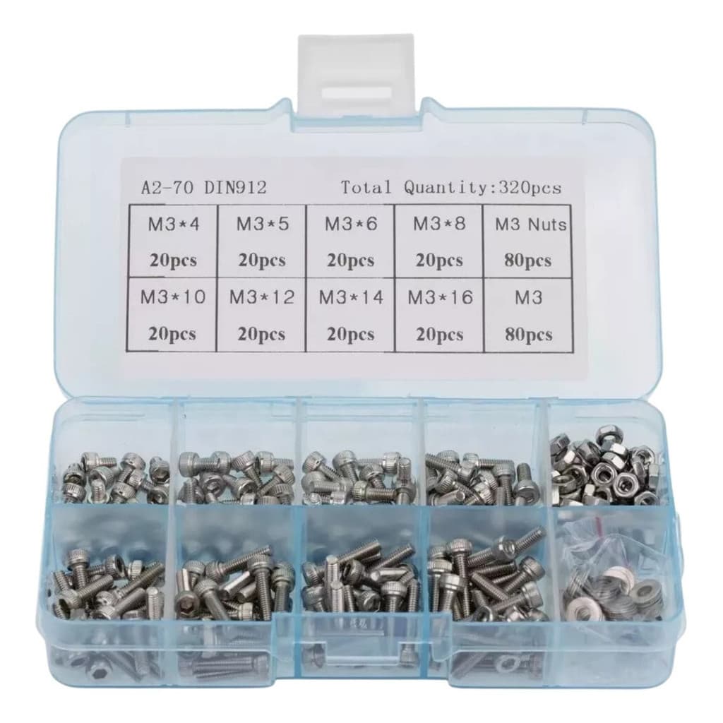 Kit 340 Parafuso Philips M3 Com Porca 4a16 Mm Case Caixa Organizadora