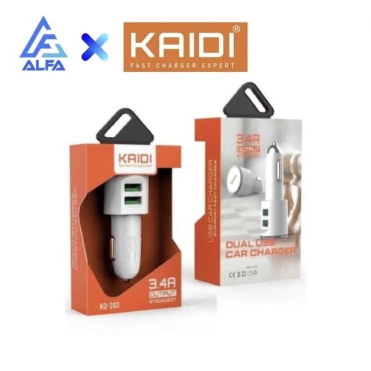 Carregador Veicular Carro 3.4A 2 usb Turbo Original KAIDI Kd-303