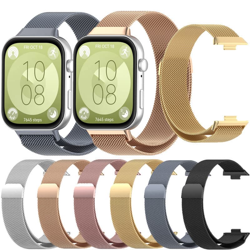 Pulseira Milanesa Para Huawei Watch Fit 3 Fit4 4Pro 5 5Pro Banda Cinto De Aço Inoxidável Magnética