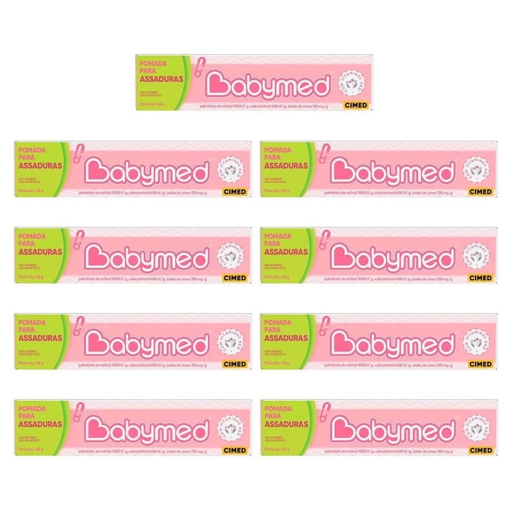 Kit 9 Pomadas Para Prevenção De Assaduras Babymed Rosa 45g