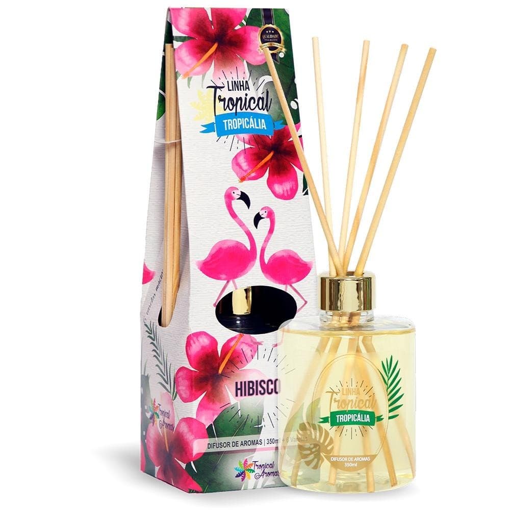 Difusor de Luxo Aromatizador Ambiente Flamingo e Hibisco Tropicália 350ml Tropical Aromas