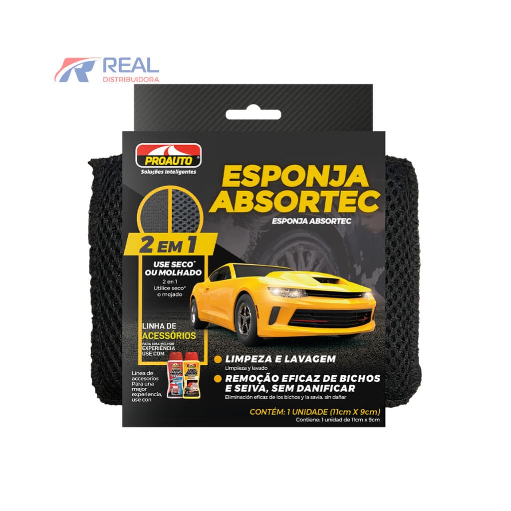 ESPONJA ABSORTEC 2 EM 1 - Medida 11 X12 X1,5 CM - Proauto