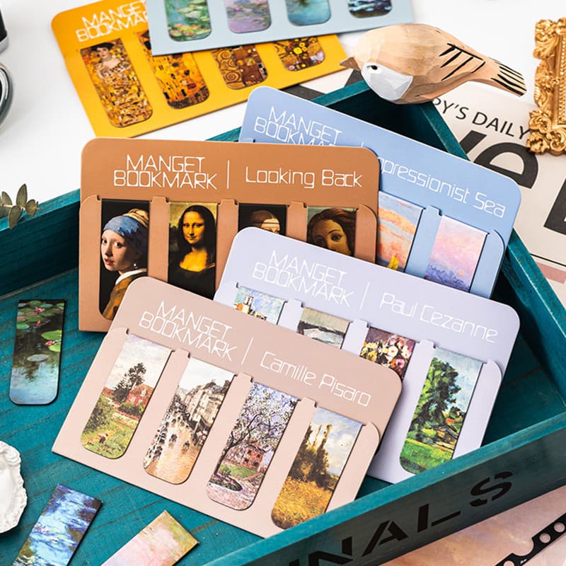 4 Pçs Série De Arte Estética Marcadores Magnéticos Estudante Mini Livro Página Pasta