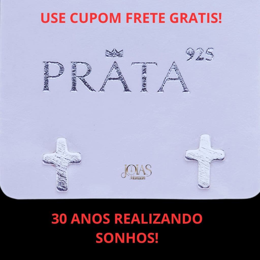 Brinco Prata 925 Legítima Cruz Chapinha Lisa ) Jóia Original Acessório Feminino Pulseira Colar