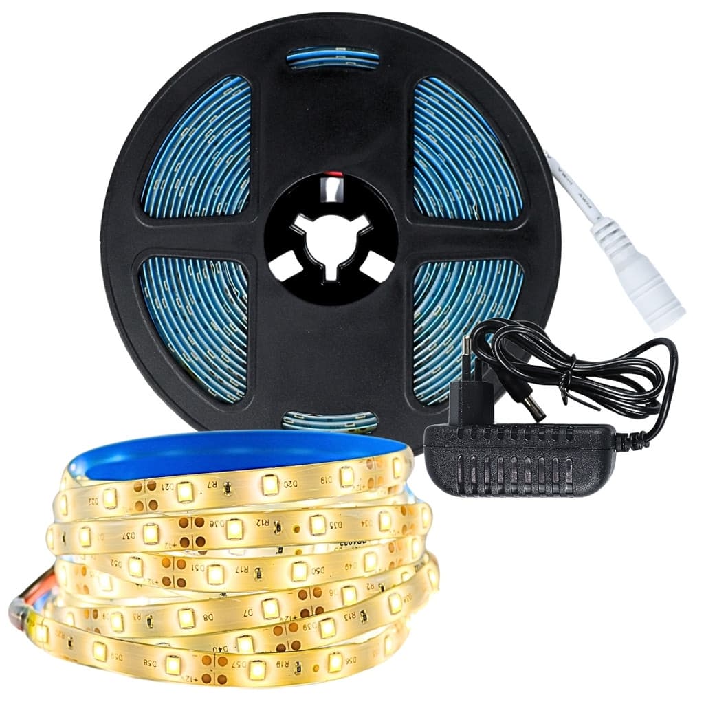 Fita Led Branco neutro 4k 3528 5m Ip65 Siliconada 12v com Fonte + interruptor