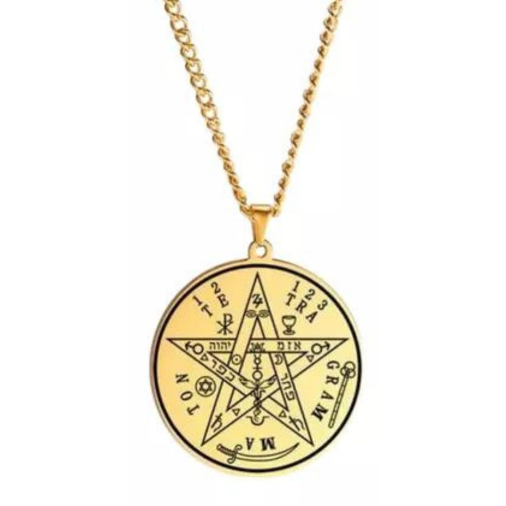 Corrente Pingente Tetragrammaton Pentagrama Salomão Wicca Aço Inoxidável
