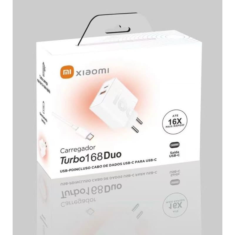 Carregador Super Rápido Turbo Duo 168w Tipo C Com Cabo Tipo C Tipo C