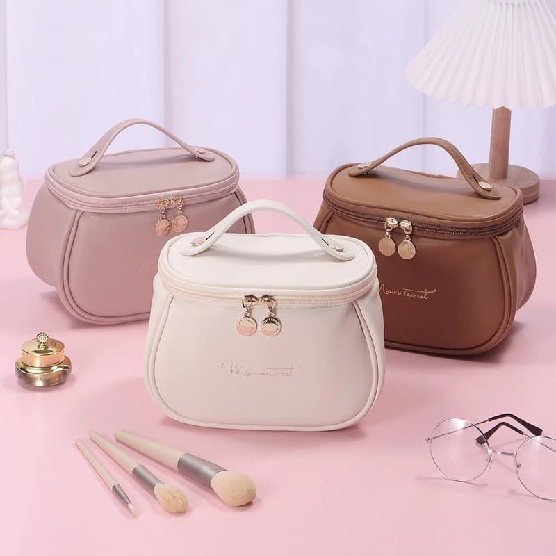 Bolsa De Cosmético De Couro PU Com Grande Capacidade Portátil Para Viagem YS1242