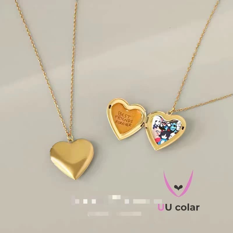 Pingente de Medalhão de Coração em Aço Inoxidável: Símbolo de União para Casais foto