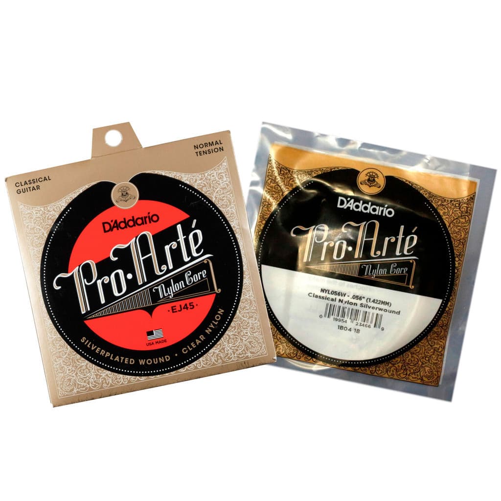 Kit Encordoamento 7 cordas Daddario violão Nylon Ej45 + 056W pro