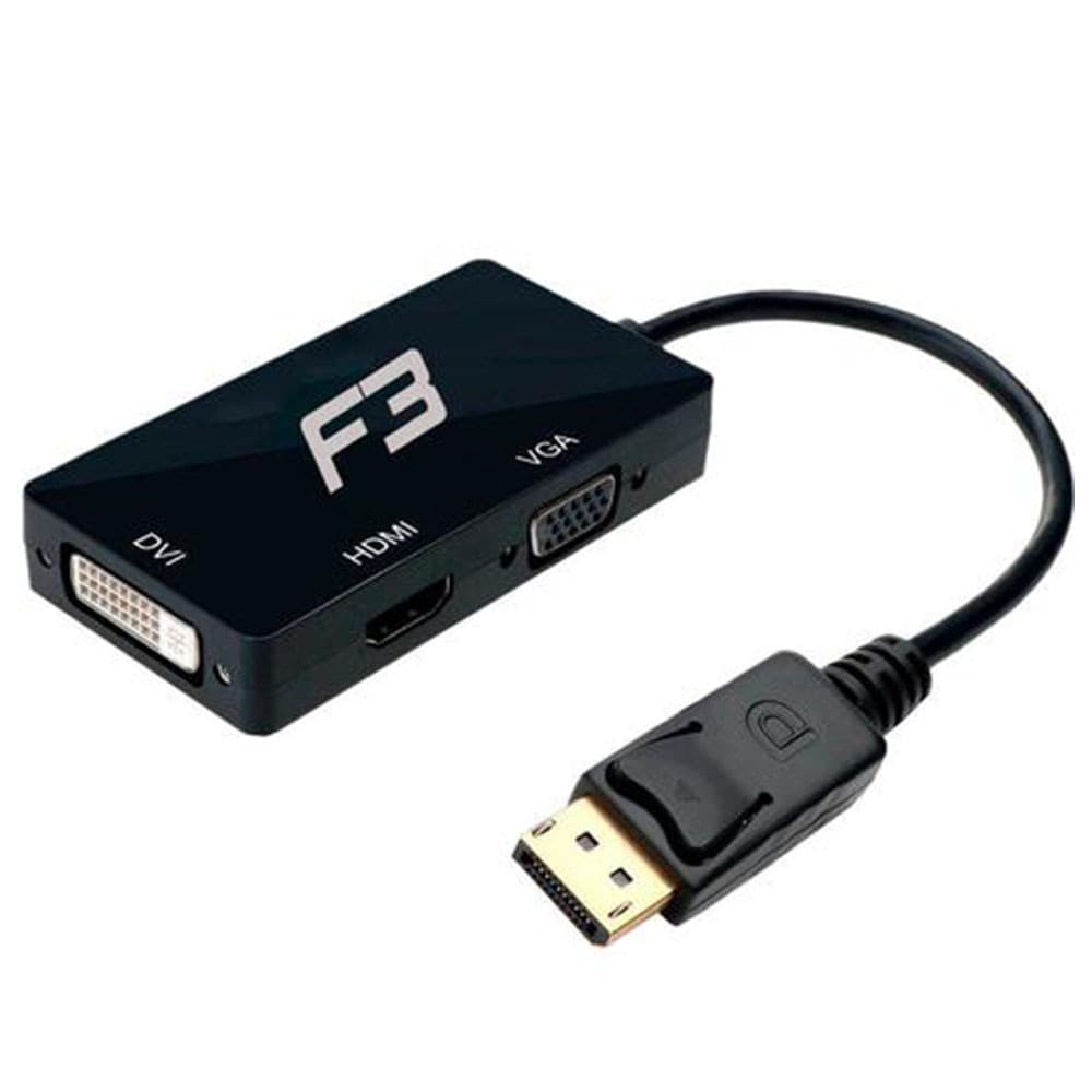 ADAPTADOR DISPLAYPORT X HDMI + VGA + DVI 3 EM 1 JC-DP3IN1 F3