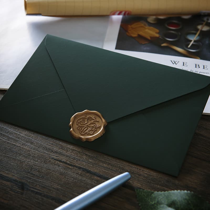Romântico Verde Escuro Envelope De Papel Kraft Espessado De Carta Vintage Estudante