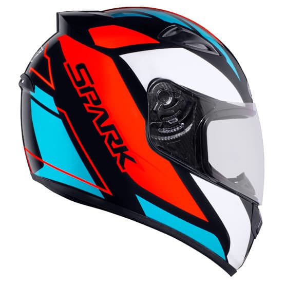 Capacete Ebf New Spark Mixed Blue Vermelho Brilhante Moto Masculino e Feminino