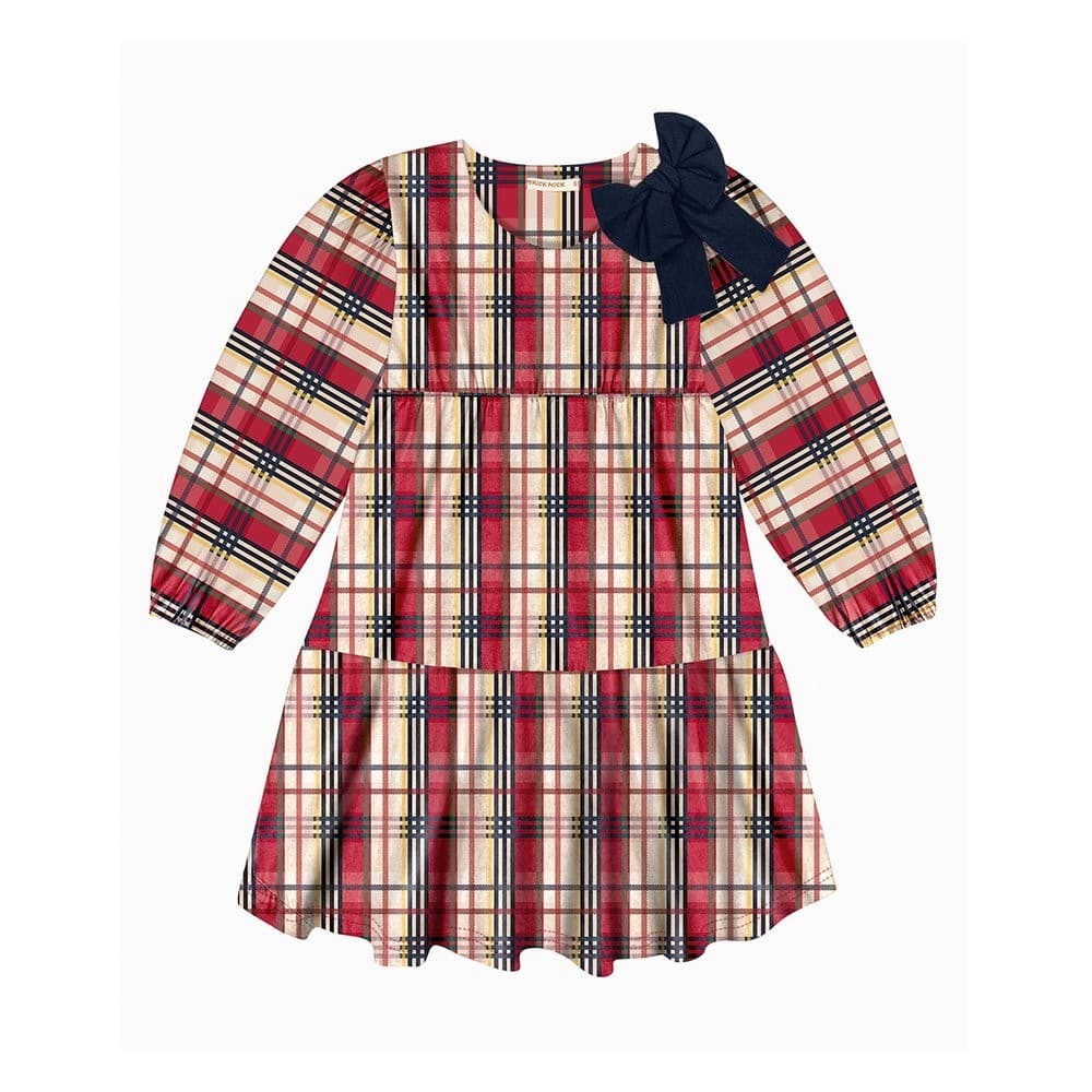 Vestido Menina Xadrez Laço Strass - Trick Nick