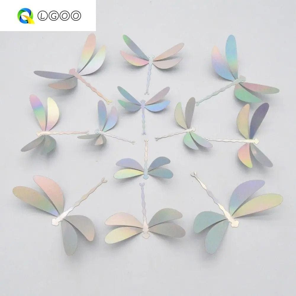 LGOO 12 Pcs Adesivo De Parede De Libélula , Decalques 3D Dourados E Prateados , Decoração De Festa De Casamento Em Ouro