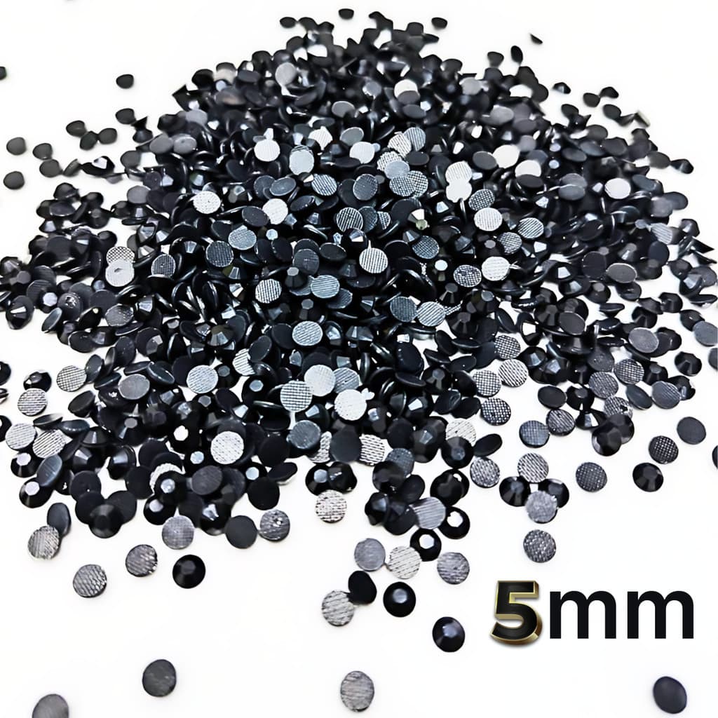 Strass Hotfix Termocolante 5mm Preto 500 Unidades