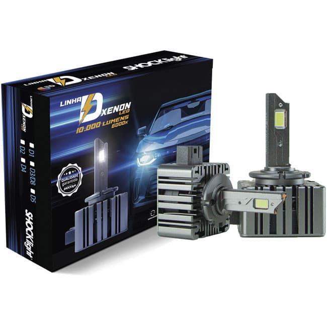Kit Lâmpada Led para Xenon de Fabrica Shocklight D1s 10000lm
