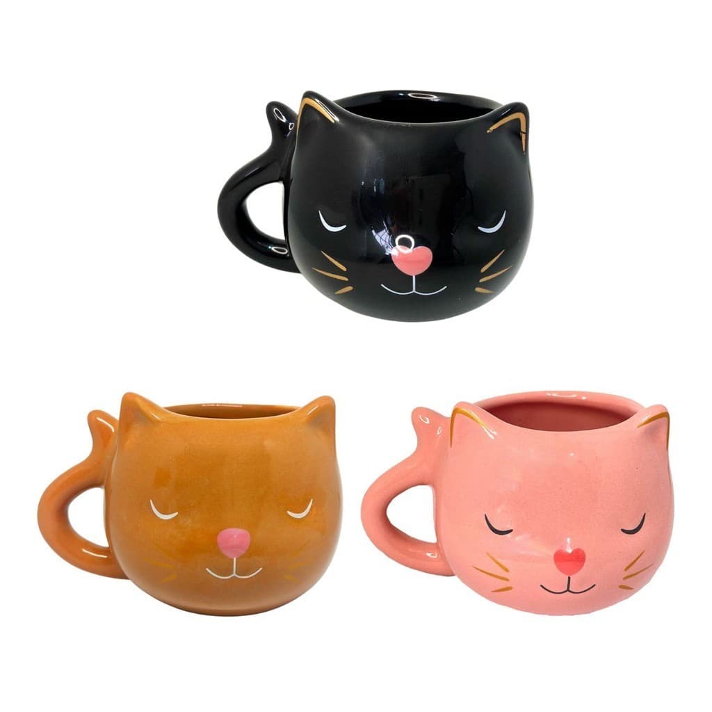 Kit com 3 Canecas 3D Gato Nariz Pink