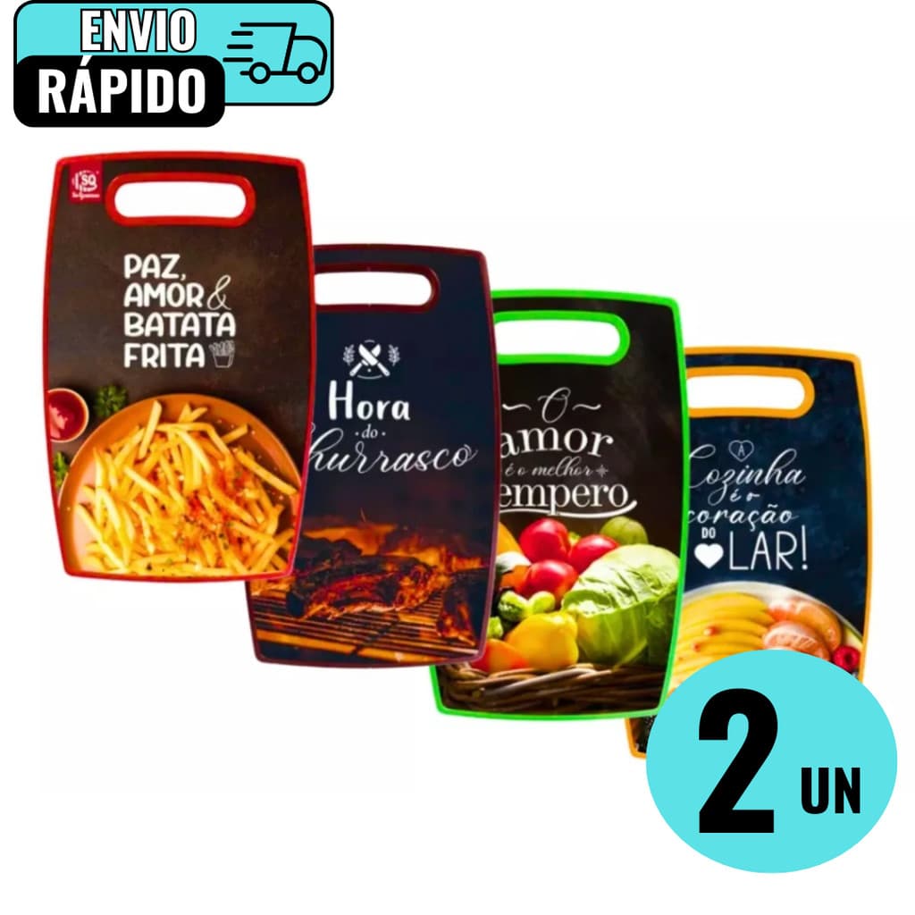 Kit 2 Tábuas De Cortar Para Alimentos Estampadas Em MDF Para Churrascos Refeições Porções Legumes