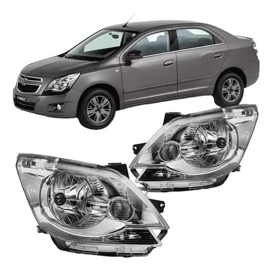 Par Farol Compatível com Cobalt 2012 A 2015 Foco Simples Máscara Cromada