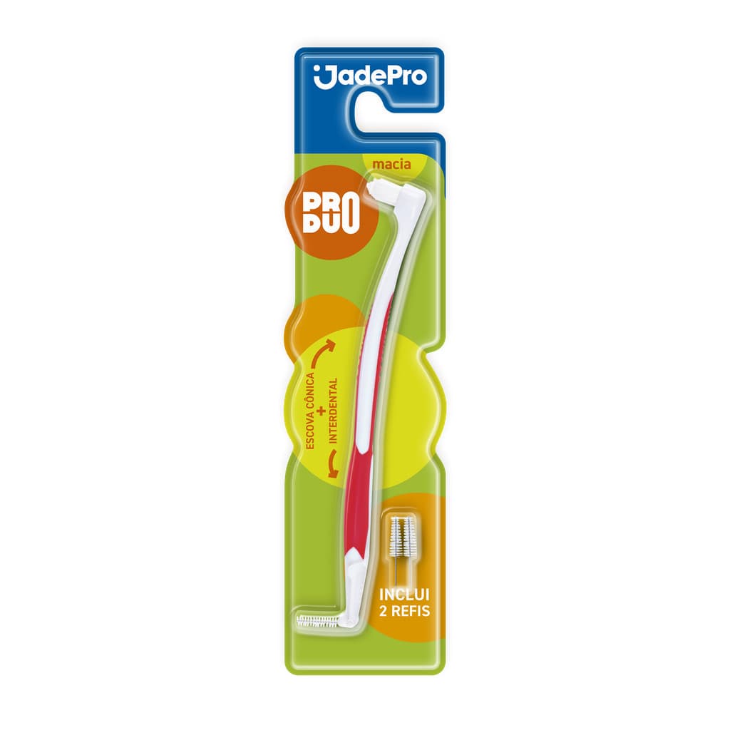 Escova Cônica + Interdental + 2 Refis Com Tampa Protetora JadePro