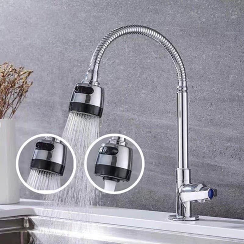 Torneira Gourmet Tubo Flexível 2 Jato de Alta Bica Para Cozinha Cor Cromado Aço Inox
