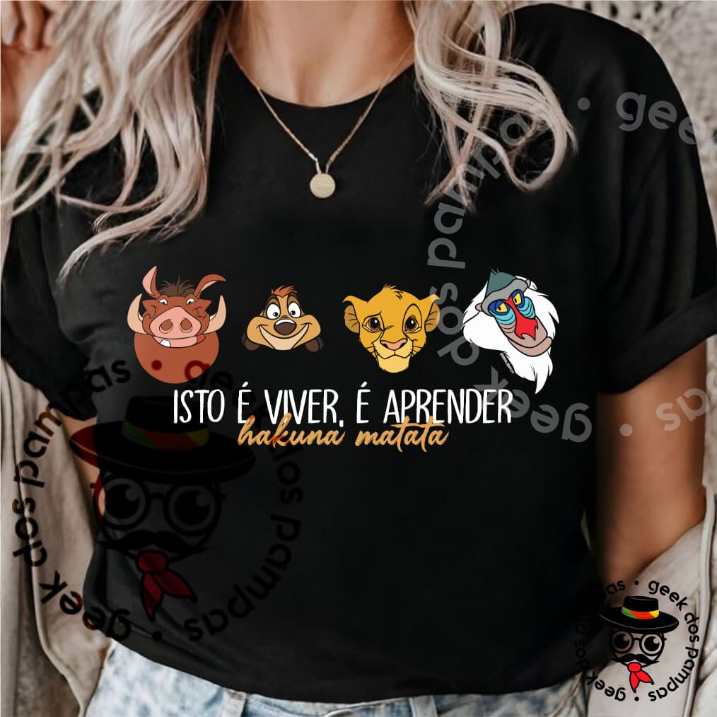 Camiseta Adulto e Infantil Rei Leão Isto é Viver