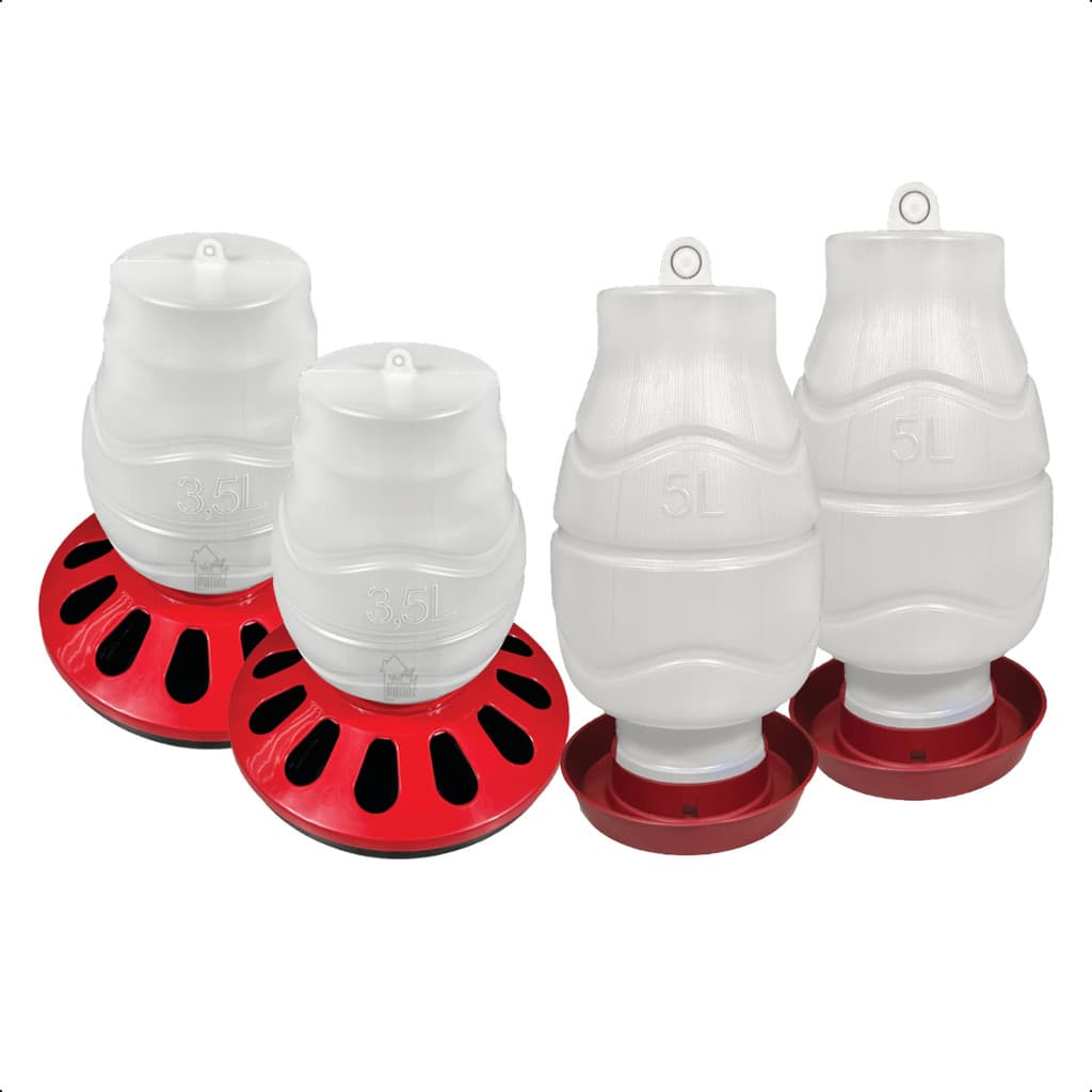 Kit 2 Comedouro 3,5L Aves 12 furos e 2 Bebedouro Rosca 5L