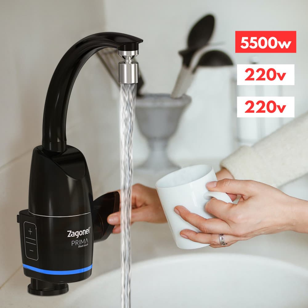 Torneira Elétrica de Parede ou Bancada Prima Touch Black 5500w 127v 220v Zagonel torneira cozinha